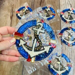 Sequin Appliqué Red White and Blue Sailor Anchor Sewing Crafting Lot
